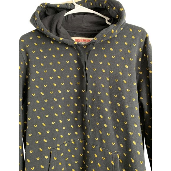 Mens True Reliion Black Gold Monogram Pullover Sweatshirt Large EUC Hoodie 7183 - Picture 6 of 13